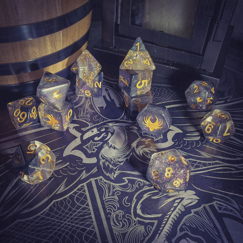 Ascending Shadow - 14 Piece DnD Dice Set | Acrylic RPG Gaming Dice