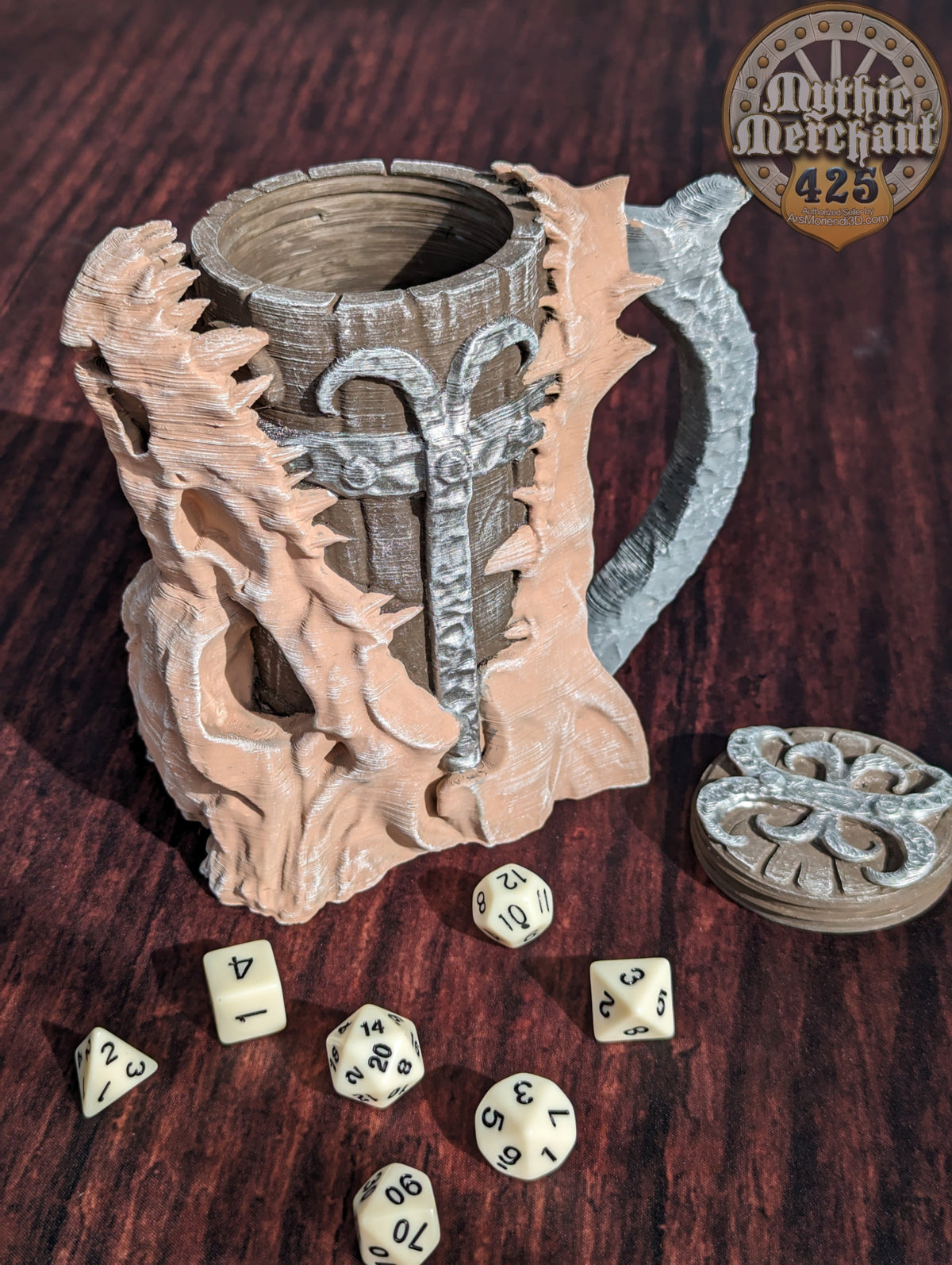 Dragon Skull 3D Printed Mythic Mug Stein | Tabletop RPG Gaming Cosplay - Dungeons and Dragon DnD D&D Wargaming | Drink Koozie