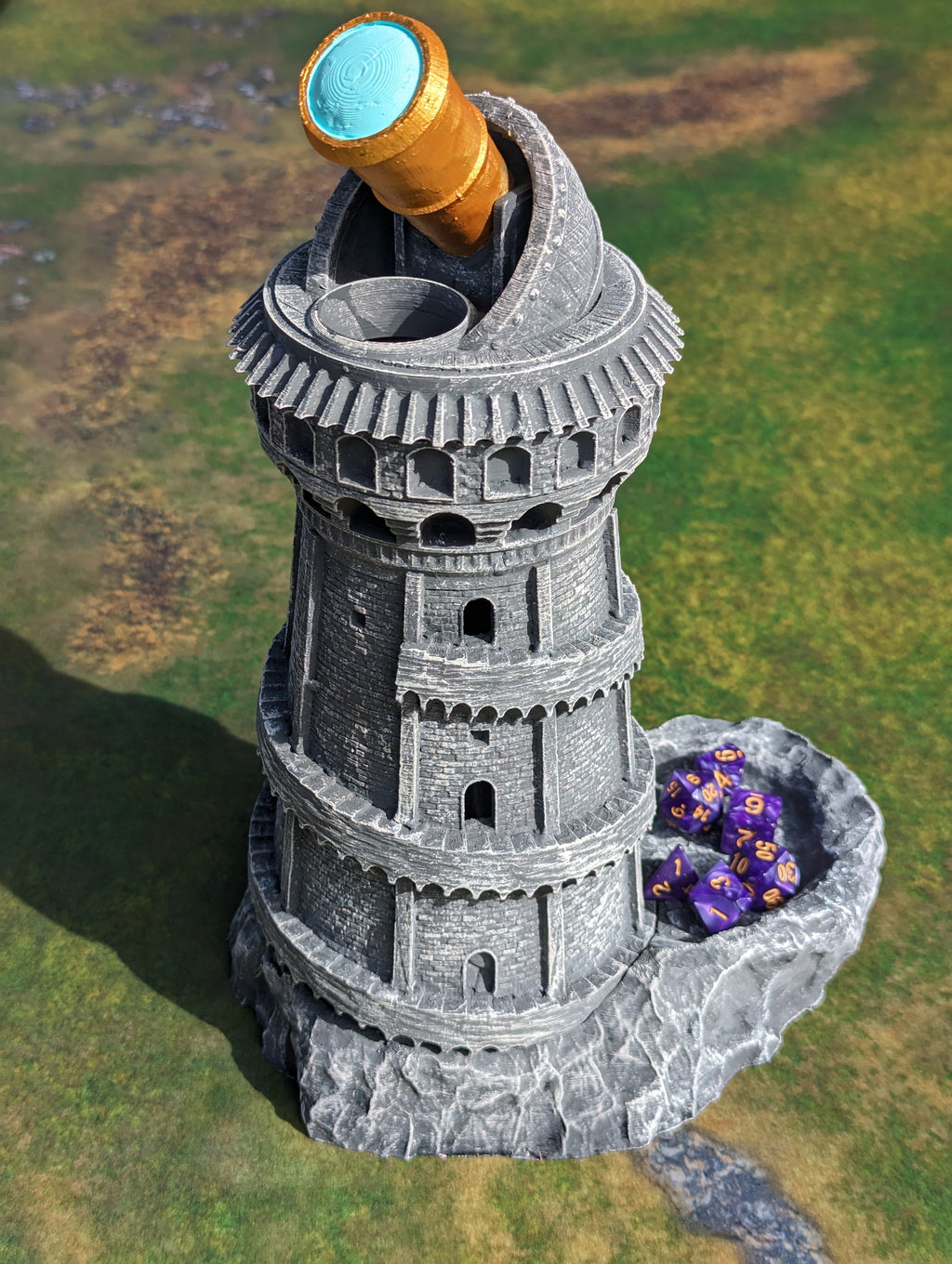 Explorer's Observatory 3D Printed Dice Tower - Mythic Roll - Unchained Games - Gazing into the stars!