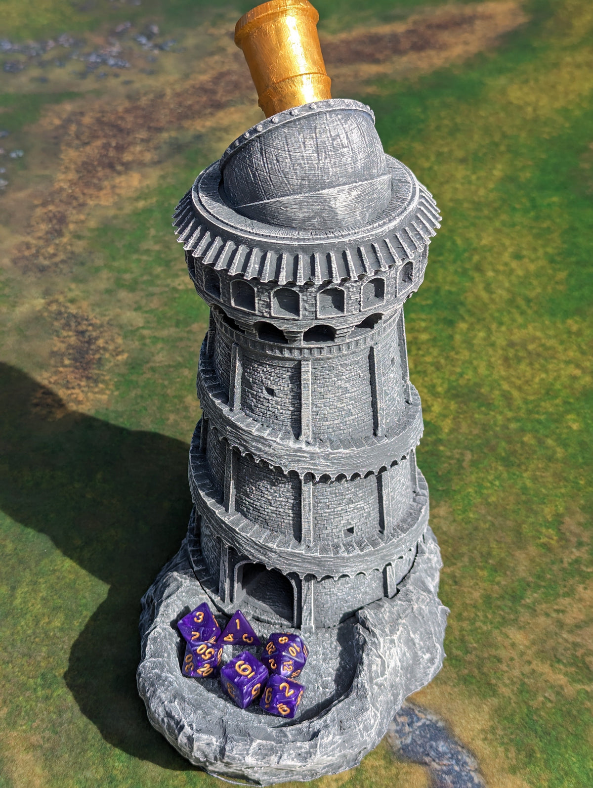 Explorer's Observatory 3D Printed Dice Tower - Mythic Roll - Unchained Games - Gazing into the stars!