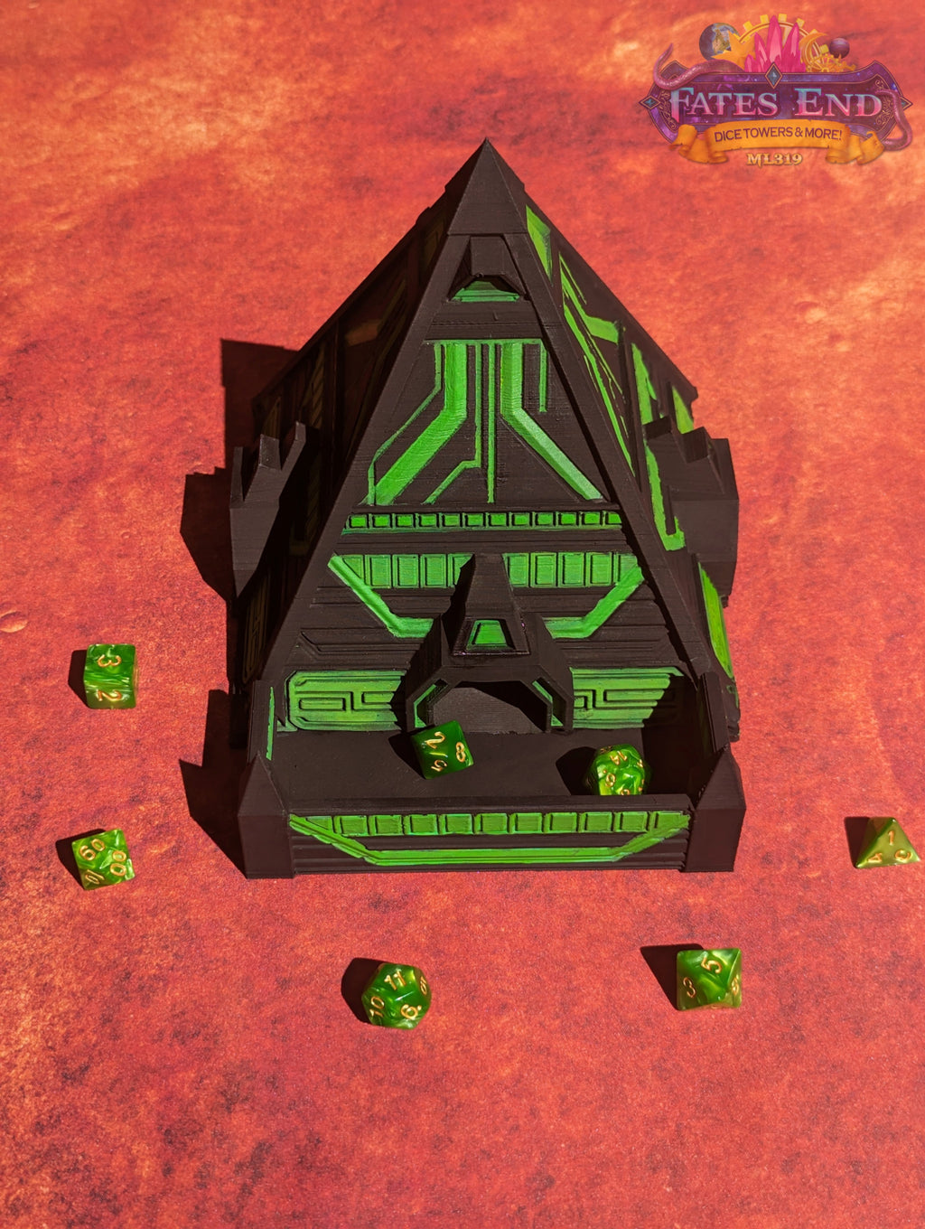 Alien Pyramid 3D Printed Dice Tower - Fate's End Collection - Channel Cosmic Mysteries with Each Ancient Roll!