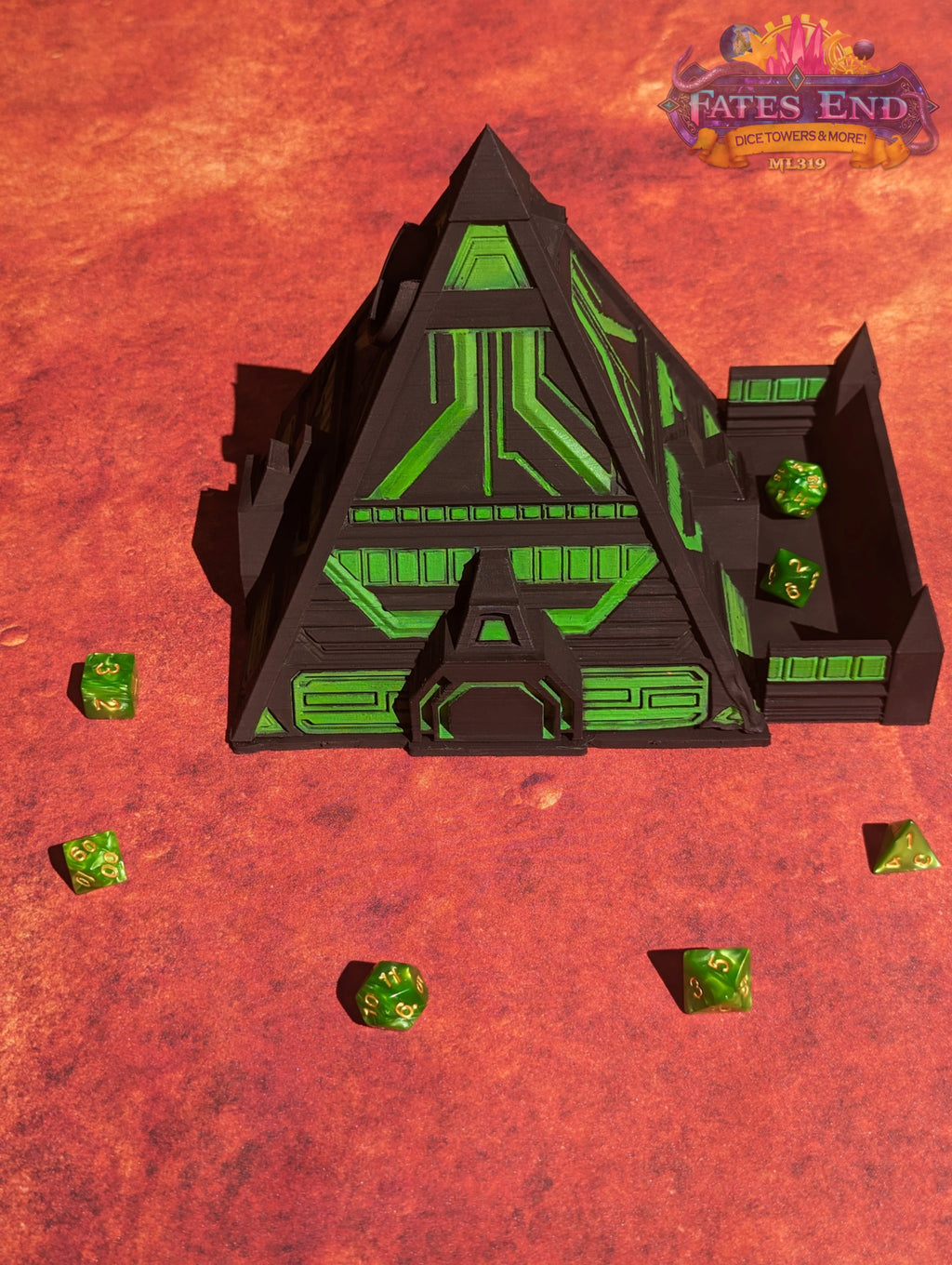 Alien Pyramid 3D Printed Dice Tower - Fate's End Collection - Channel Cosmic Mysteries with Each Ancient Roll!