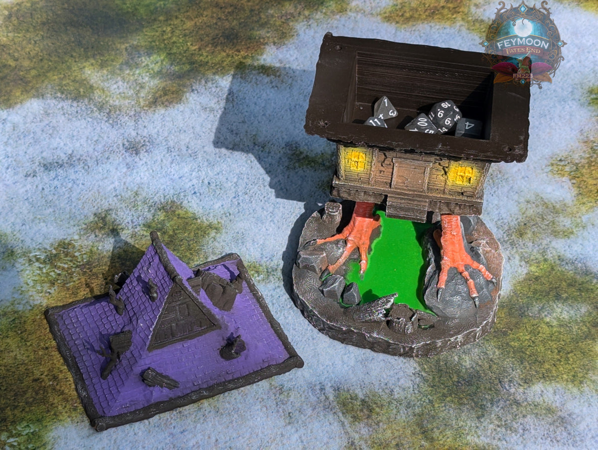 Baba Yaga's Hut 3D Printed Dice Jail- Fate's End Fey Moon Collection | Dice Vault | Dice Box | DnD Player Gift | Unlock Baba Yaga's Power!!!
