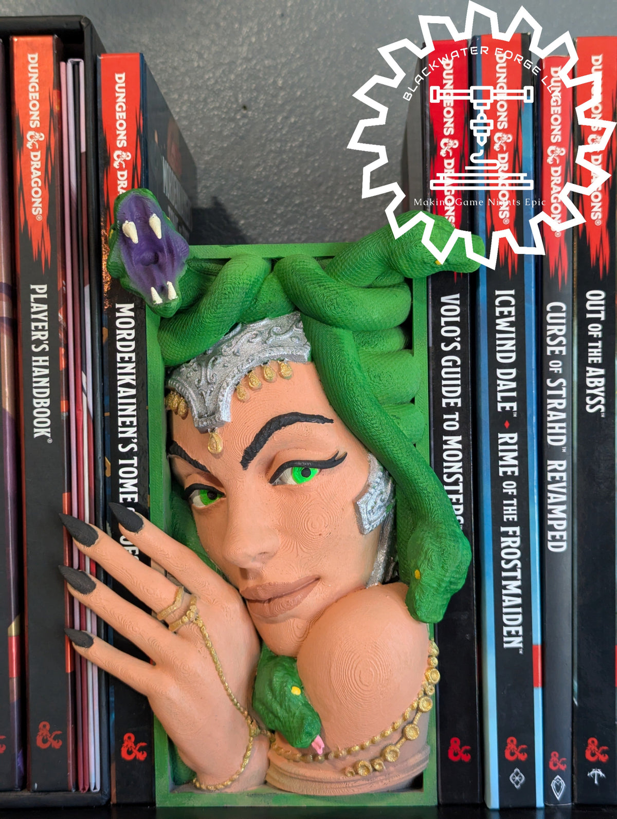 Medusa 3D Printed Book Nook- Miniatures of Madness- Beware the Gaze of Medusa!