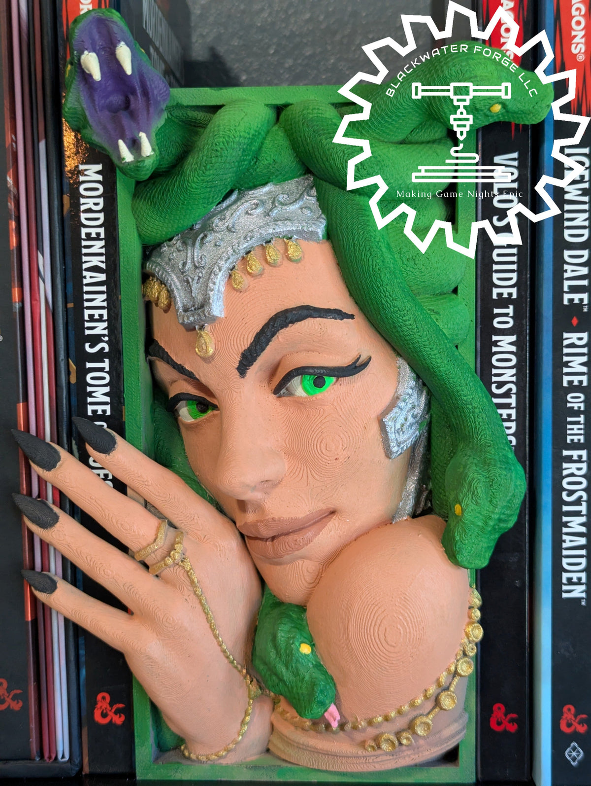 Medusa 3D Printed Book Nook- Miniatures of Madness- Beware the Gaze of Medusa!