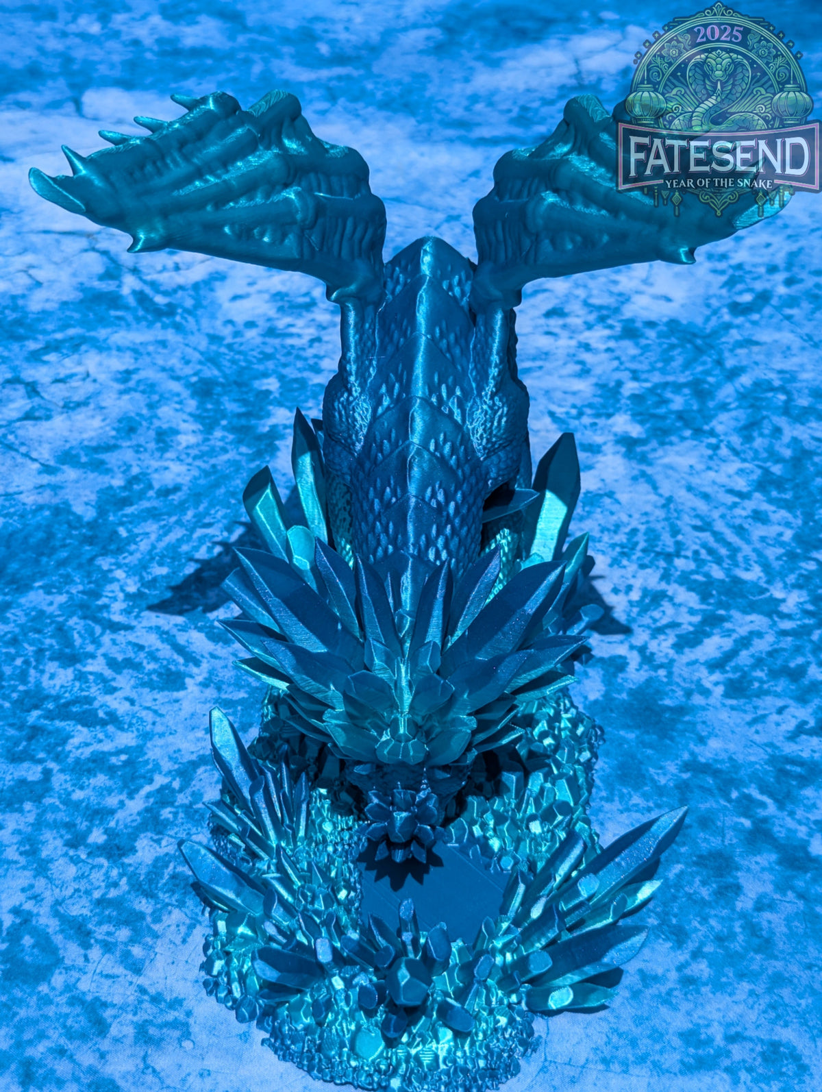 Crystal Ice Dragon Book End Set- Fate's End Collection by Kim Bolt - Fantasy Decor - Frost-Bound Guardians for your Favorite Tomes!