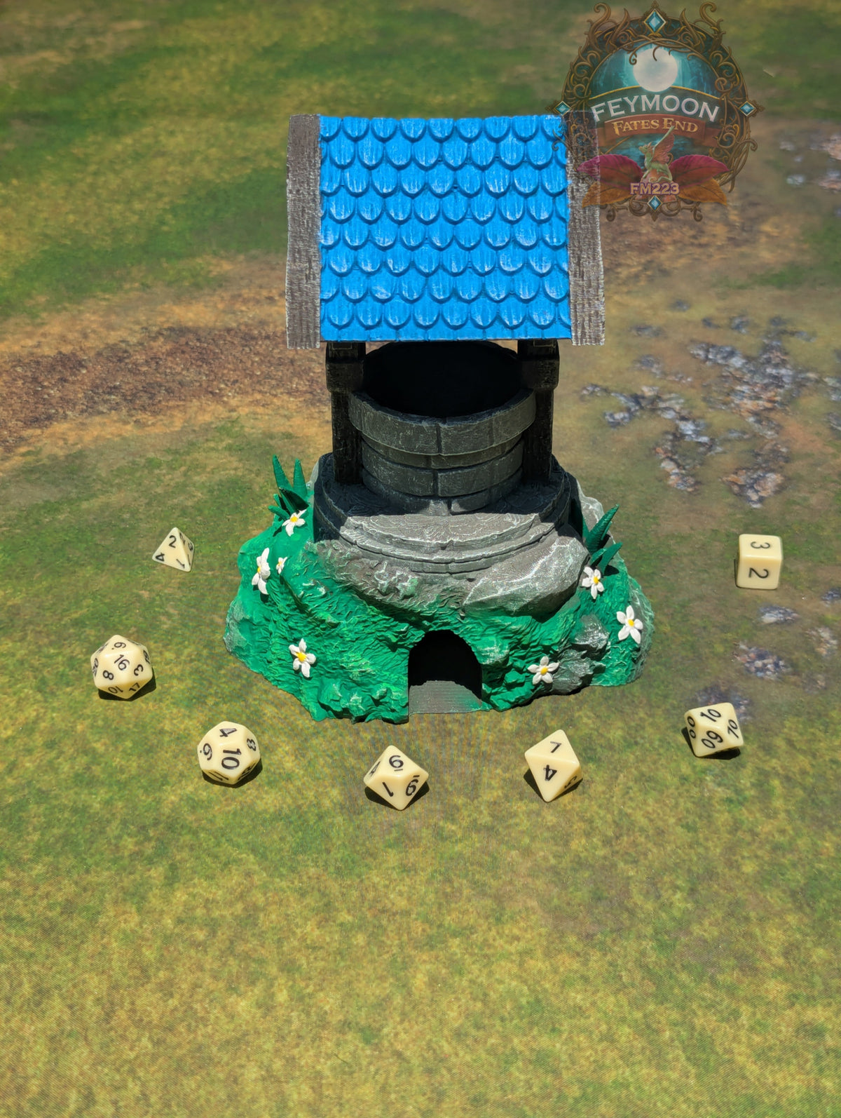 Enchanted Wishing Well 3D Printed Dice Tower by Kim Bolt - Fate's End Fey Moon Collection - Make a Wish in this Ancient Magical Water Well!