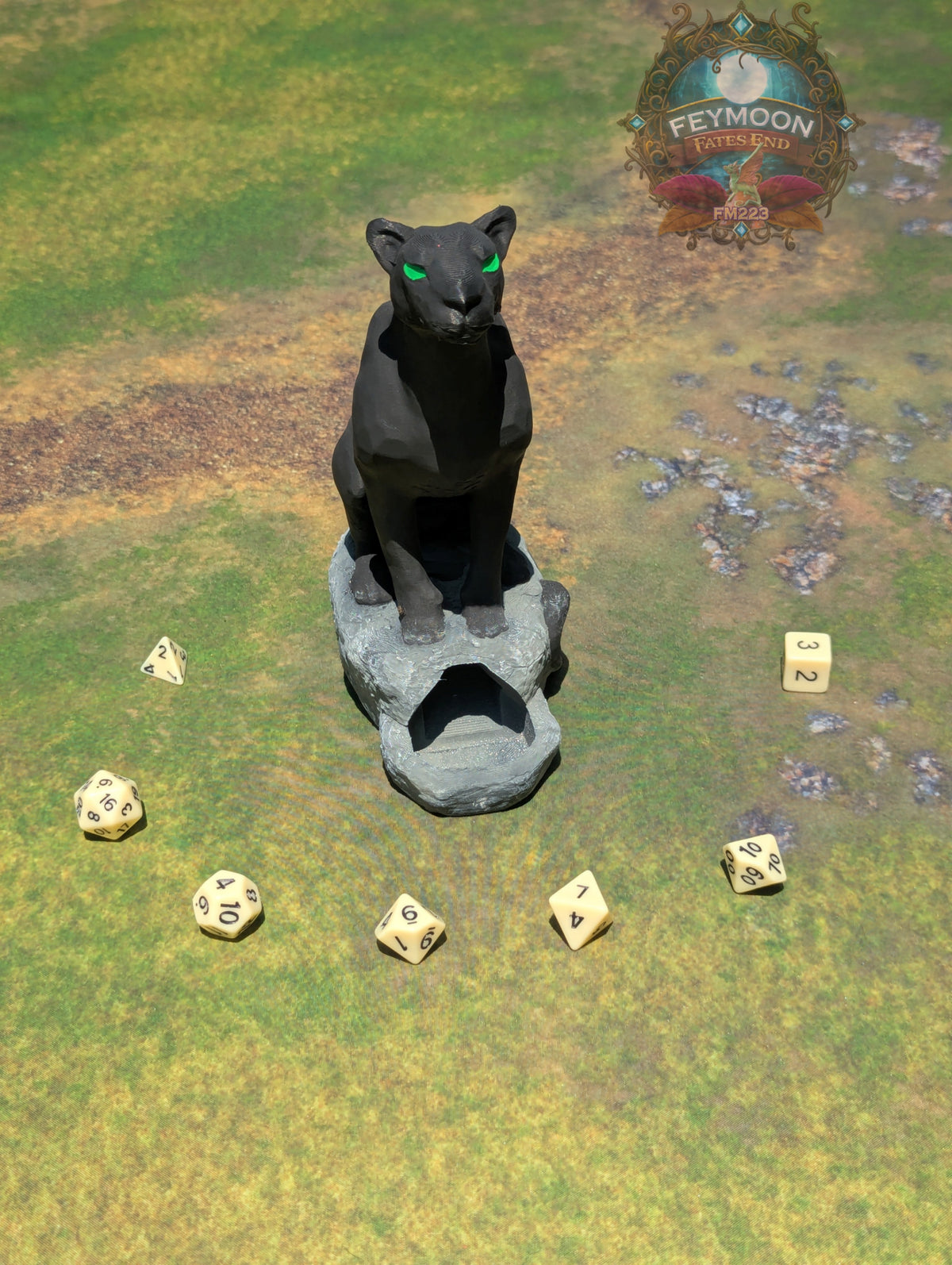 Giant Panther 3D Printed Dice Tower by Kim Bolt - Fate's End Fey Moon Collection - Summon the Spirit of the Wild with the Giant Panther!