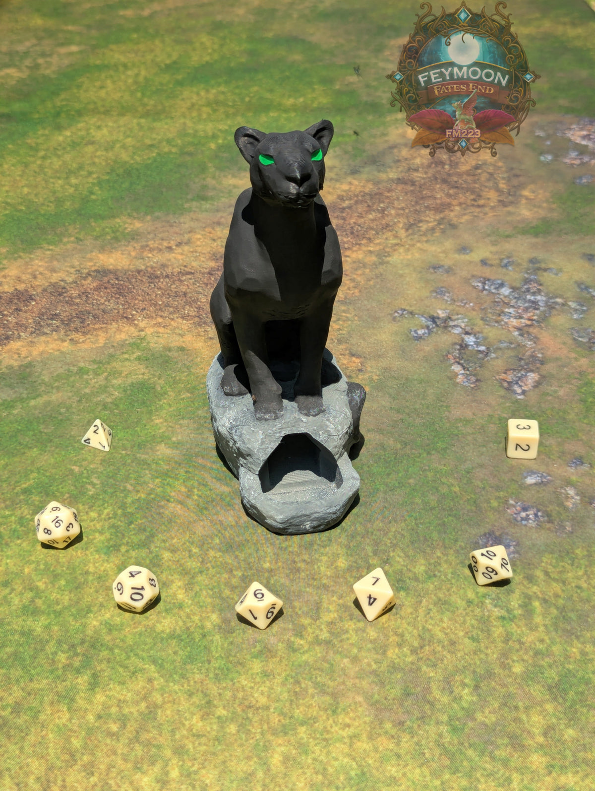 Giant Panther 3D Printed Dice Tower by Kim Bolt - Fate's End Fey Moon Collection - Summon the Spirit of the Wild with the Giant Panther!