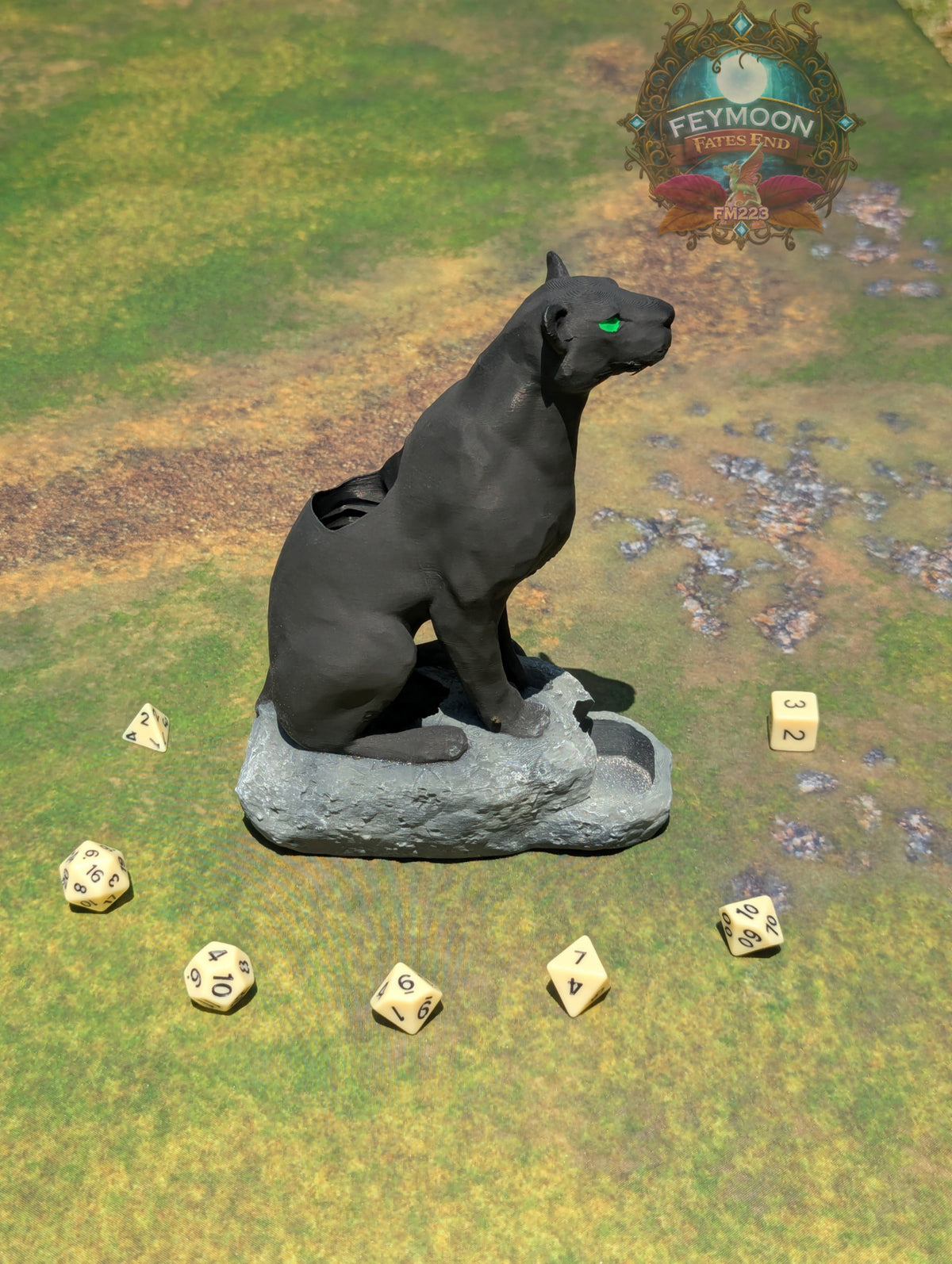 Giant Panther 3D Printed Dice Tower by Kim Bolt - Fate's End Fey Moon Collection - Summon the Spirit of the Wild with the Giant Panther!