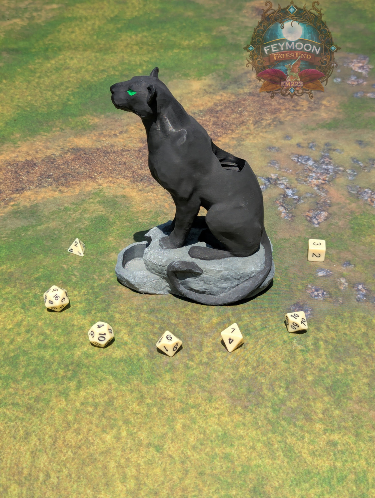 Giant Panther 3D Printed Dice Tower by Kim Bolt - Fate's End Fey Moon Collection - Summon the Spirit of the Wild with the Giant Panther!