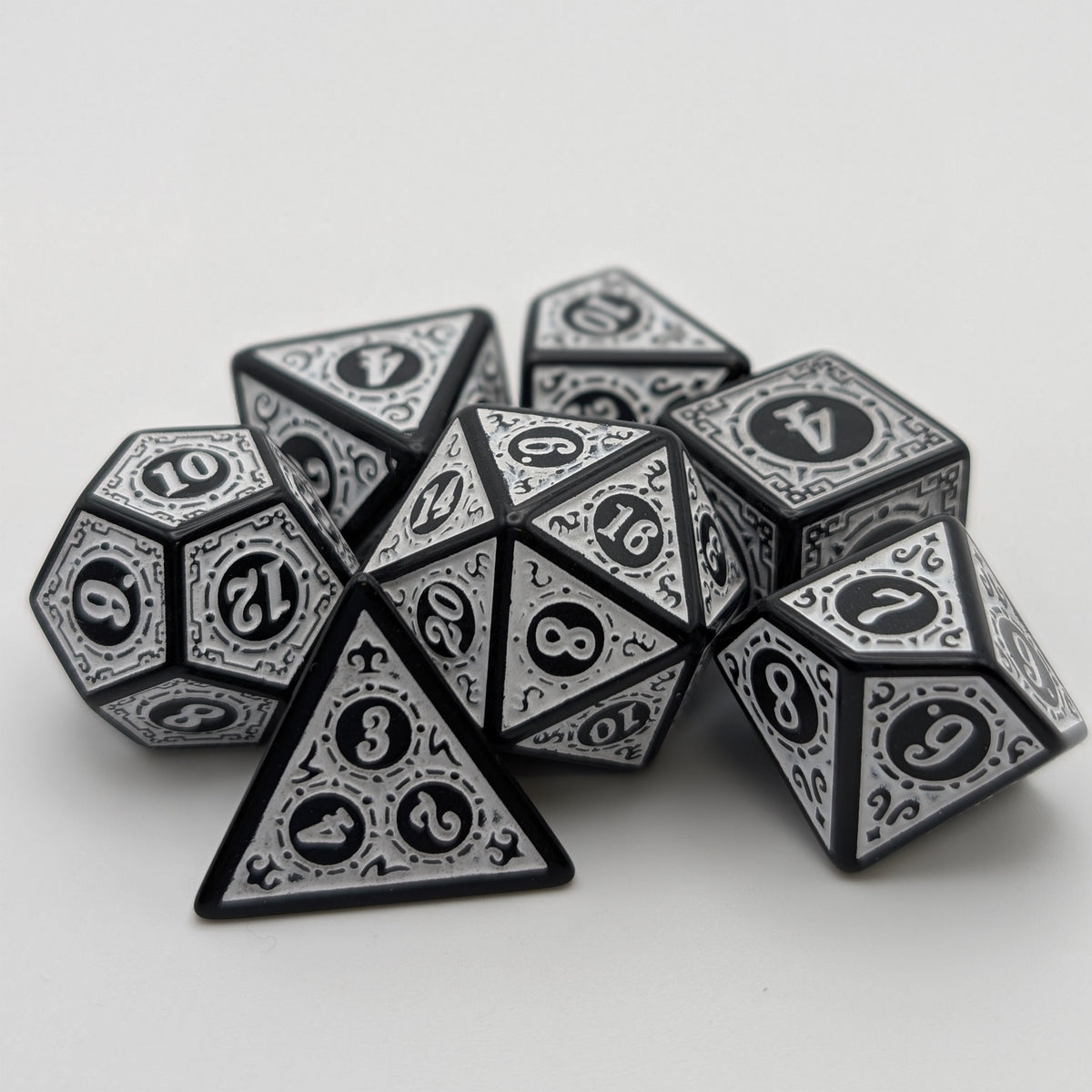 Magic Flame - White - 7 Piece DnD Dice Set | Acrylic RPG Gaming Dice