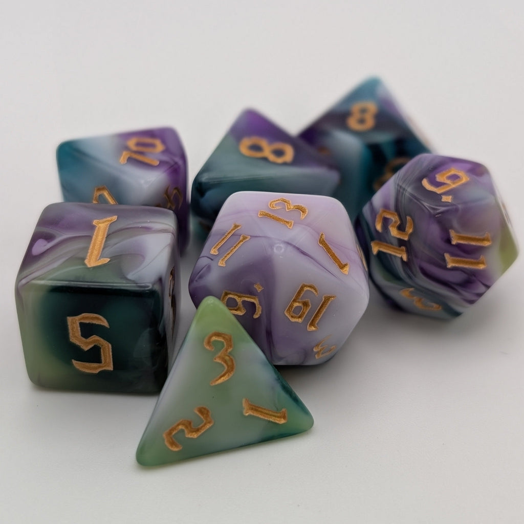 Siberian Iris - 7 Piece DnD Dice Set | Acrylic RPG Gaming Dice