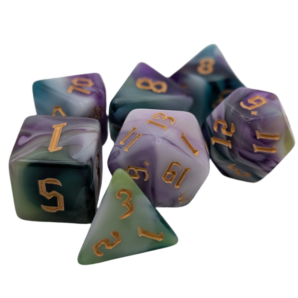 Siberian Iris - 7 Piece DnD Dice Set | Acrylic RPG Gaming Dice