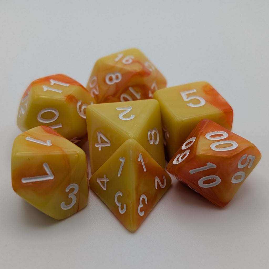 Lemon Orange - 7 Piece DnD Dice Set | Acrylic RPG Gaming Dice