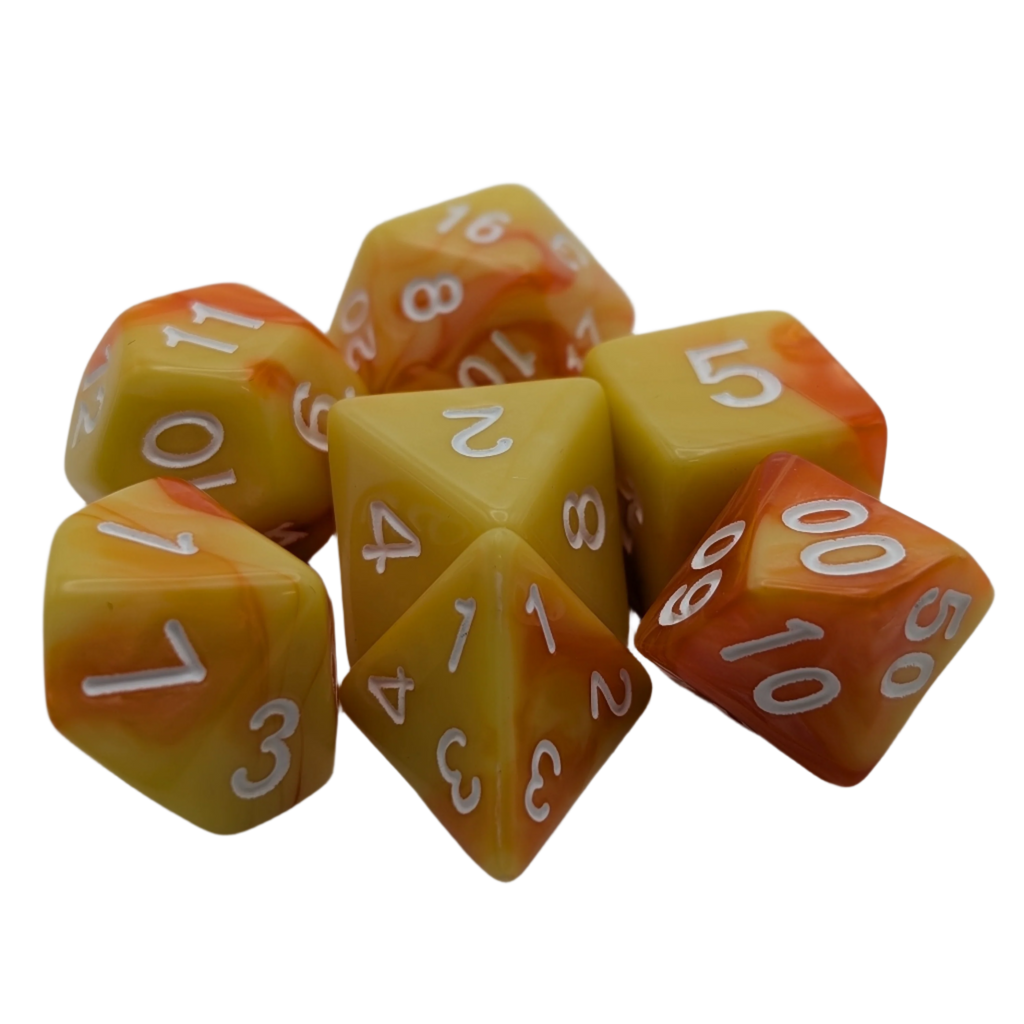Lemon Orange - 7 Piece DnD Dice Set | Acrylic RPG Gaming Dice