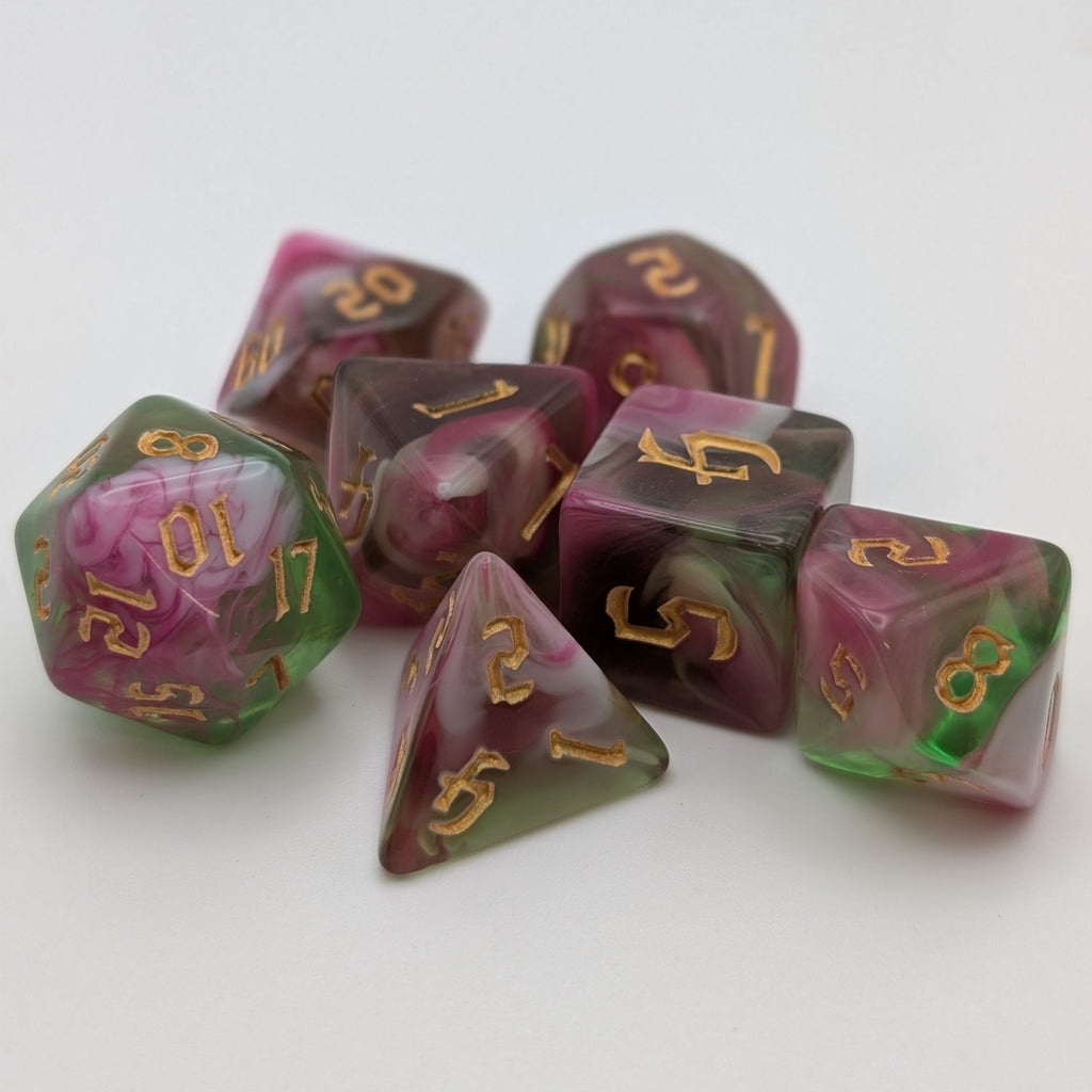 Superbloom - 7 Piece DnD Dice Set | Acrylic RPG Gaming Dice