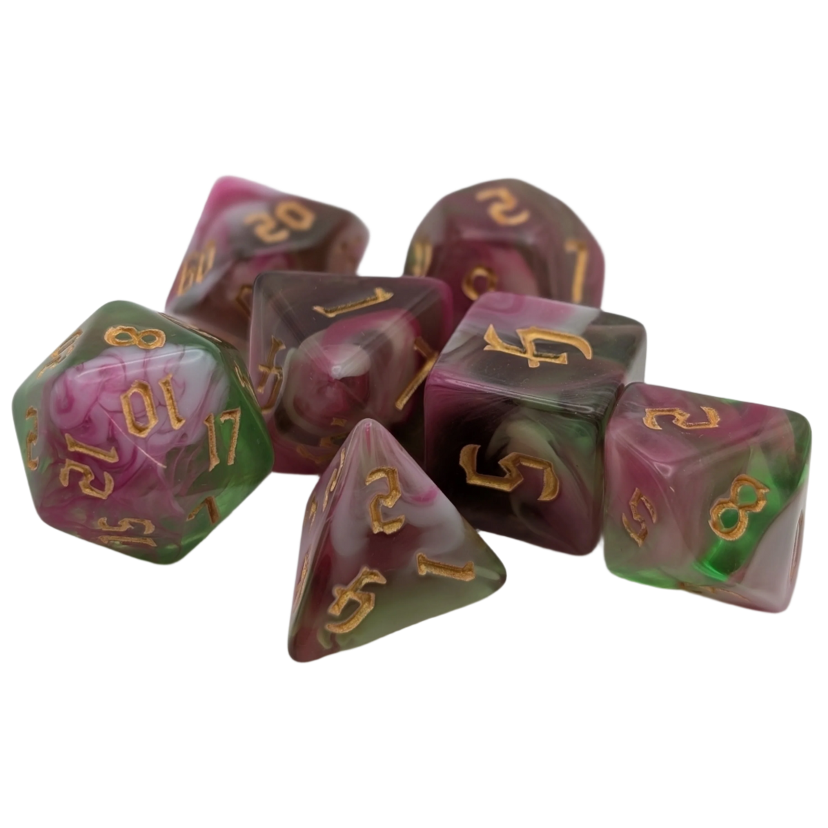 Superbloom - 7 Piece DnD Dice Set | Acrylic RPG Gaming Dice
