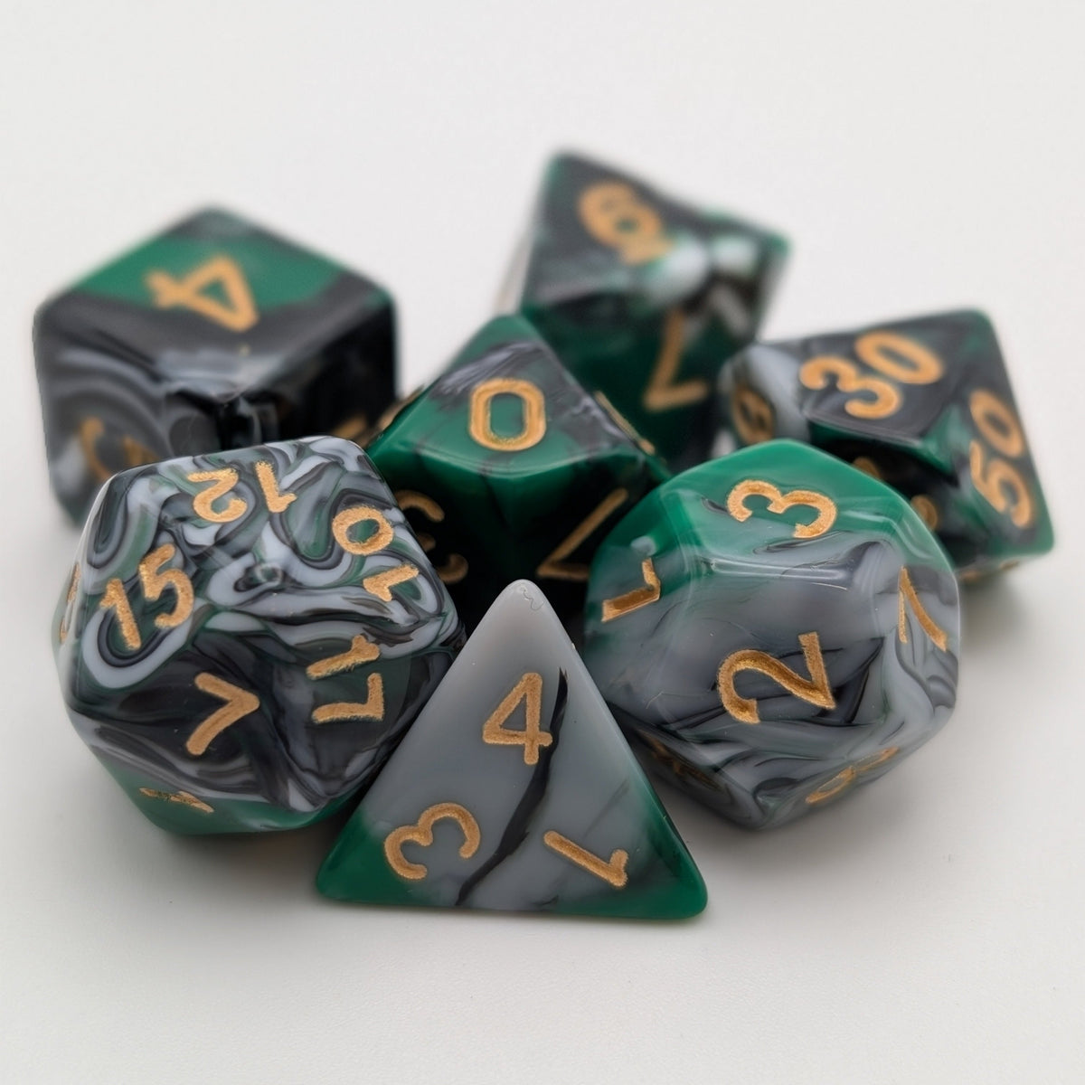 Mint Shake - 7 Piece DnD Dice Set | Acrylic RPG Gaming Dice
