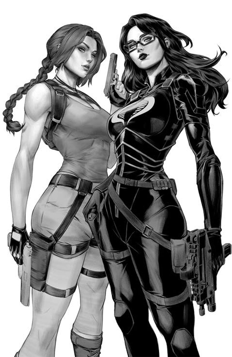 [BLACK & WHITE] GI JOE: A REAL AMERICAN HERO X TOMB RAIDER #2 EJIKURE EXCLUSIVE VIRGIN VAR (11/04/2026)