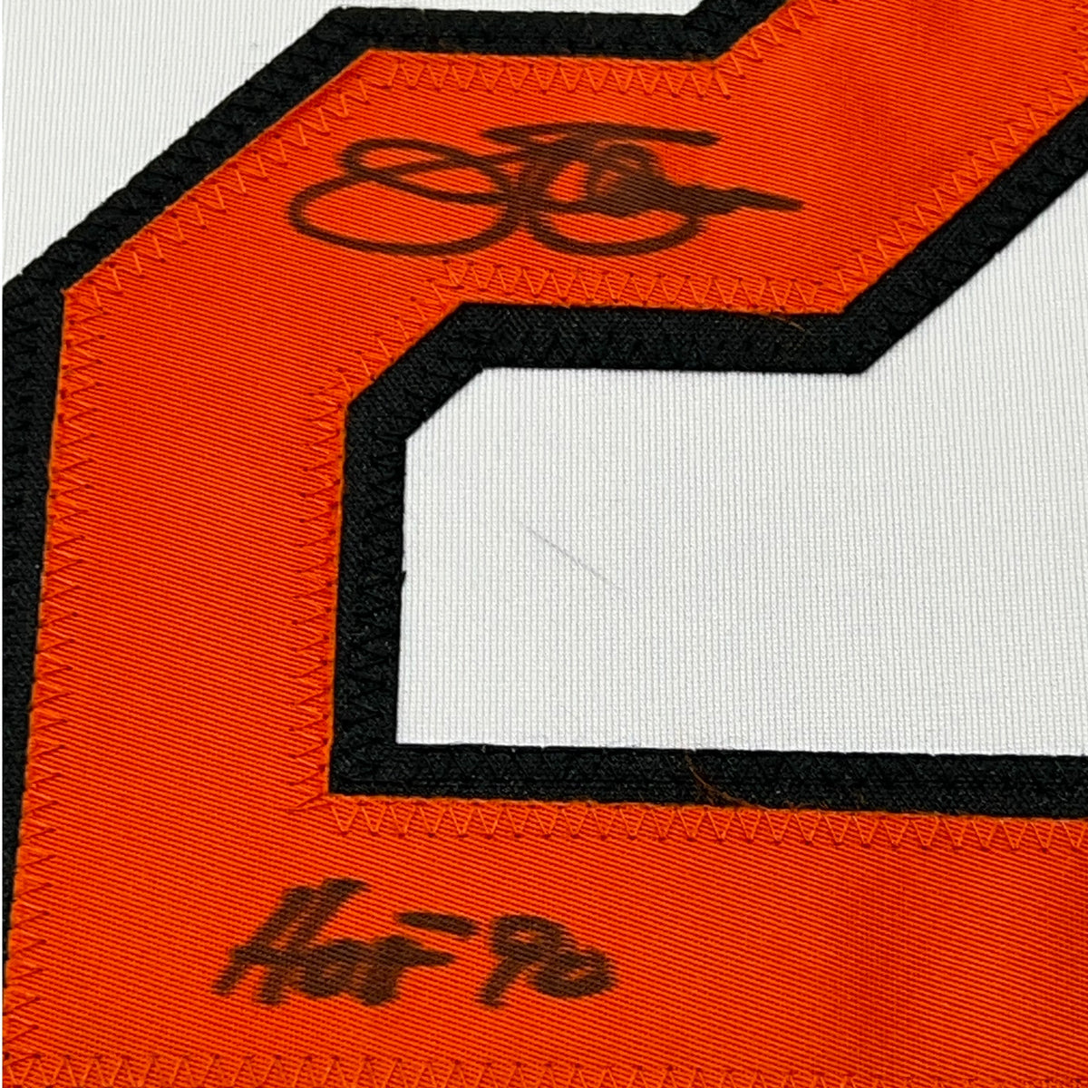 Framed Autographed/Signed Jim Palmer HOF 1990 35x39 Baltimore White Baseball Jersey JSA COA