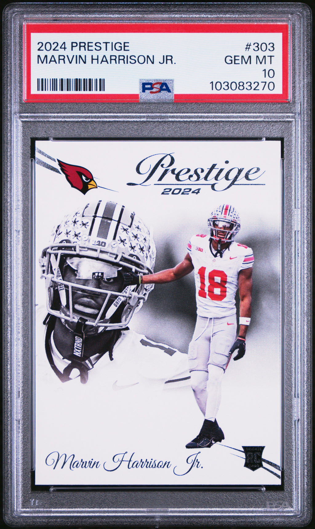 Graded 2024 Panini Prestige Marvin Harrison Jr #303 Rookie RC Football Card PSA 10 Gem Mint