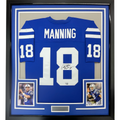 Framed Autographed/Signed Peyton Manning 35x39 Indianapolis Colts Authentic Blue Football Jersey Fanatics COA
