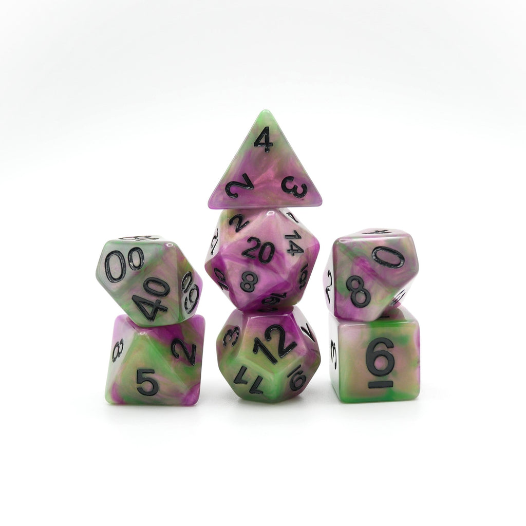 Poison Petals - 7 Piece DnD Dice Set | Acrylic RPG Gaming Dice
