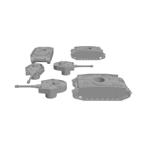 Pzkpfw IV G Schurzen model render, multiple views