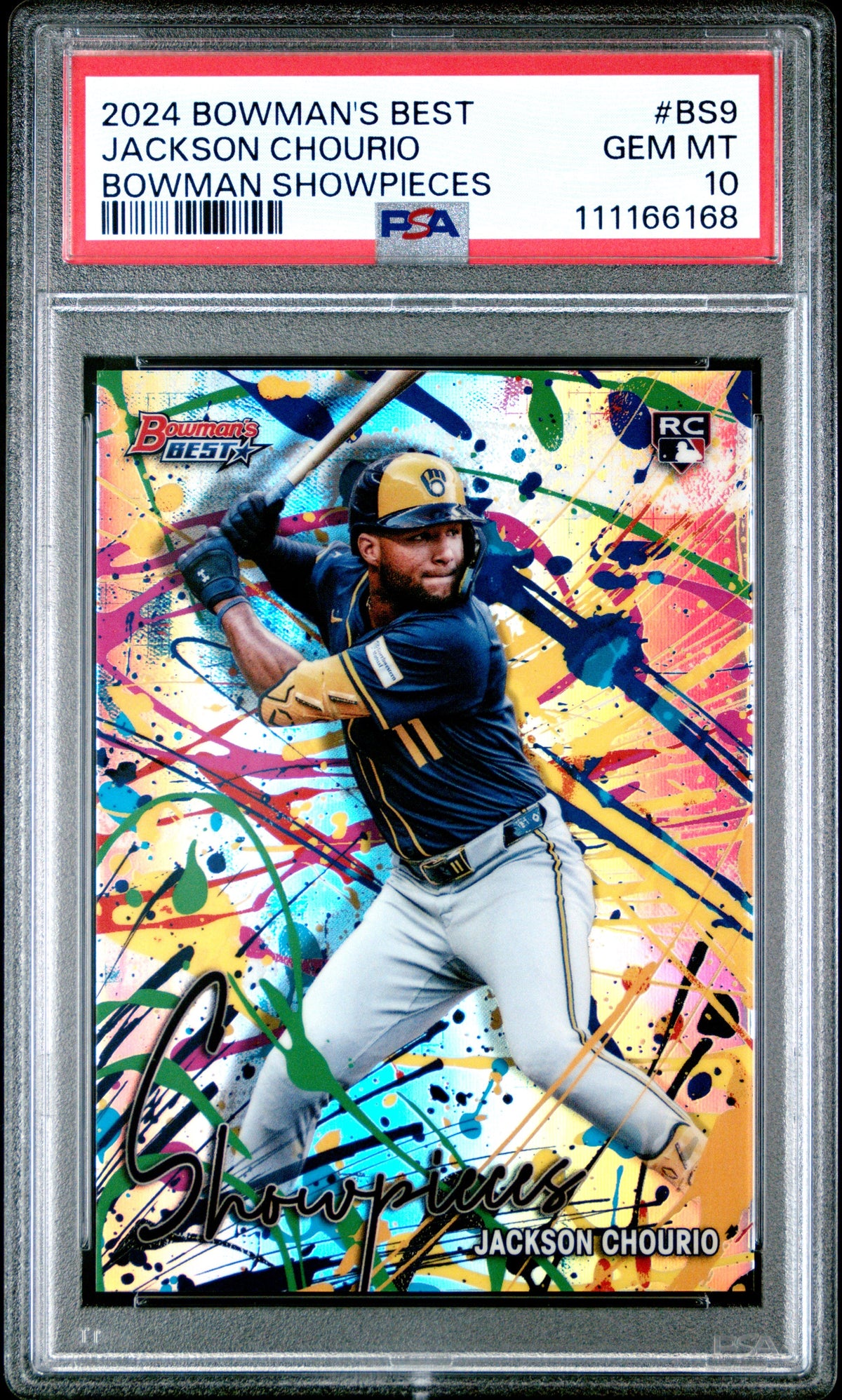 Graded 2024 Topps Bowmans Best Jackson Chourio #BS9 Bowman Showpieces Rookie RC Baseball Card PSA 10 Gem Mint