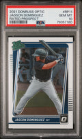 Graded 2021 Panini Donruss Optic Jasson Dominguez #RP11 Rated Prospects Rookie RC Baseball Card PSA 10 Gem Mint