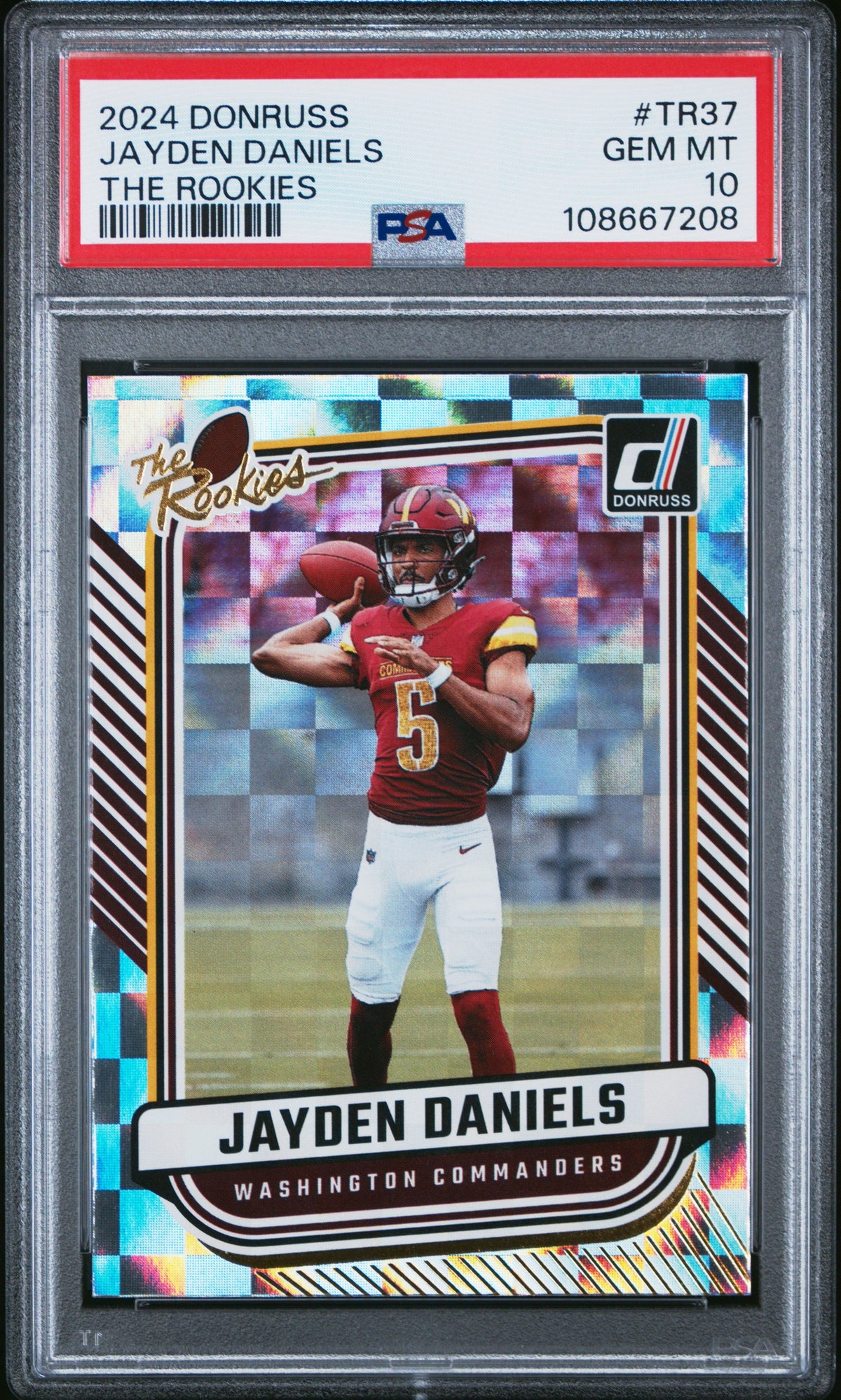 Graded 2024 Panini Donruss Jayden Daniels #TR37 The Rookies Rookie RC Football Card PSA 10 Gem Mint