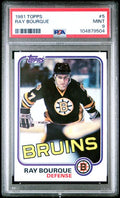 Graded 1981 Topps Ray Bourque #5 2nd Year Hockey Card PSA 9 Mint