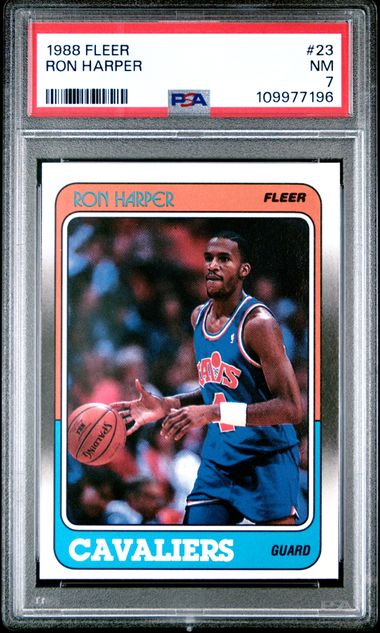 Graded 1988 Fleer Ron Harper #23 2nd Year Basketball Card PSA 7 NM