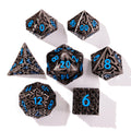 Blue Tiger's Eye Metal RPG Dice Set | 7 Pieces