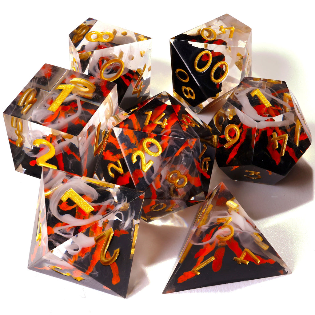 Volcano Sharp Edge RPG Dice Set | 7 Pieces