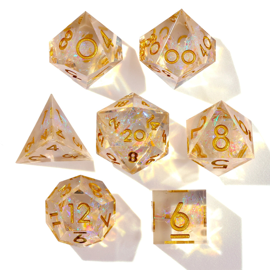 Shiny Like A Diamond! Sharp Edge RPG Dice Set | 7 Pieces