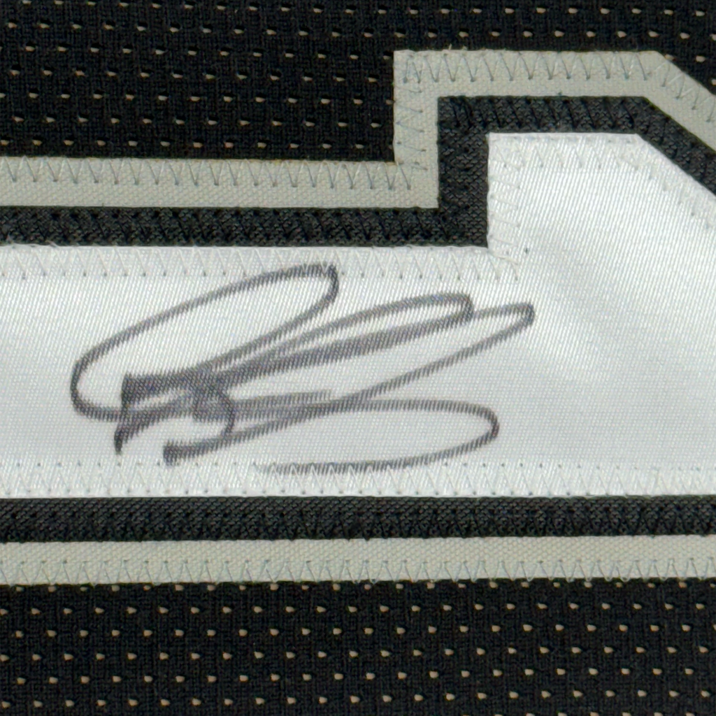 Framed Autographed/Signed Dennis Rodman 35x39 San Antonio Black Basketball Jersey PSA/DNA COA