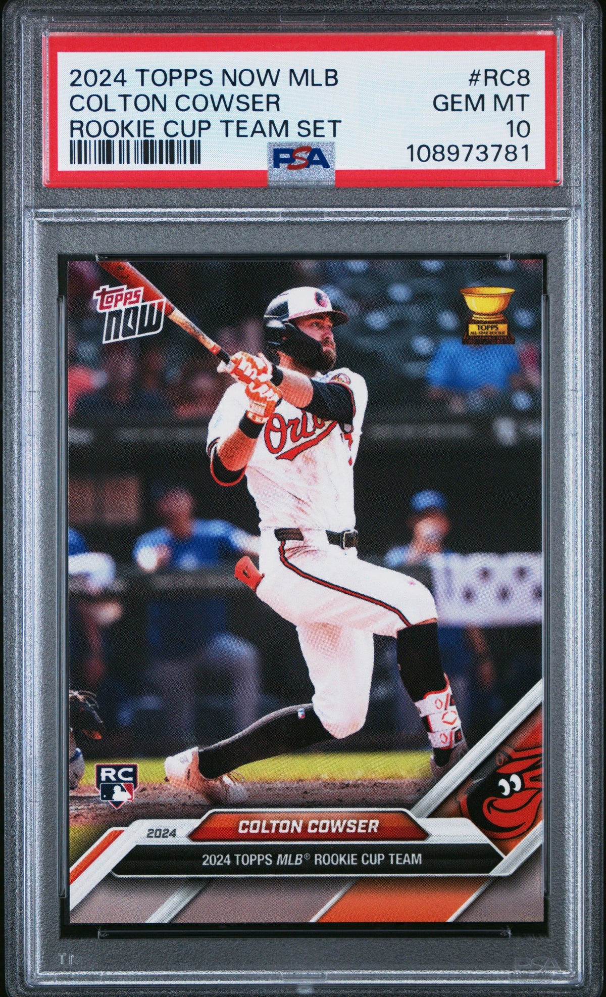Graded 2024 Topps Now Colton Cowser #RC8 Rookie Cup Team Set Rookie RC Baseball Card PSA 10 Gem Mint
