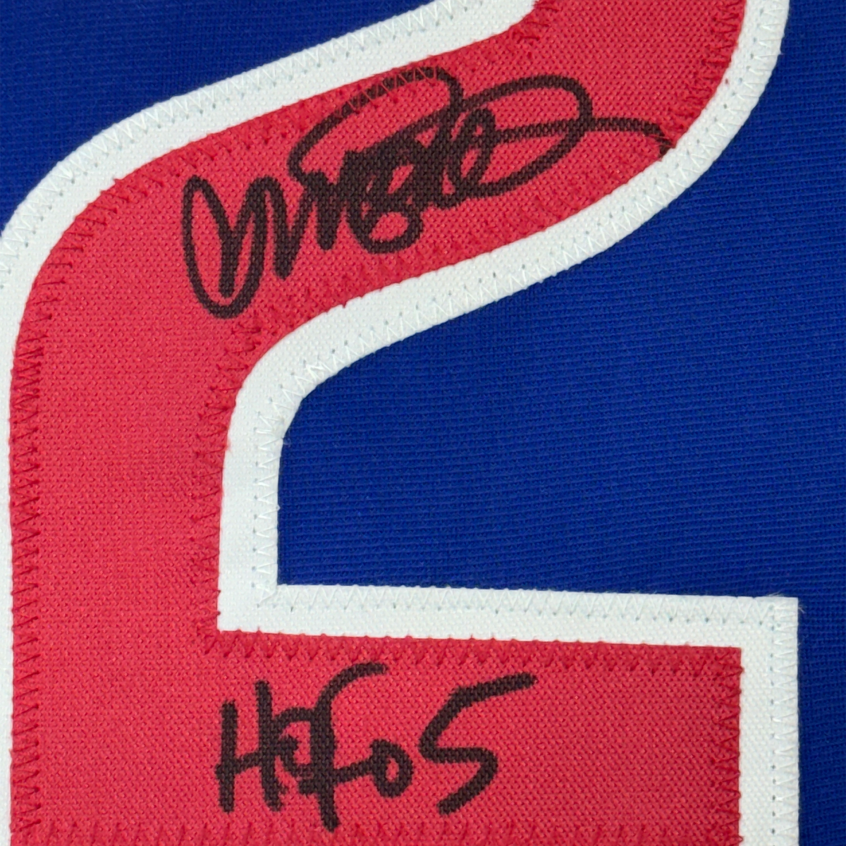 Framed Autographed/Signed Ryne Sandberg 35x39 HOF 05 Chicago Blue Baseball Jersey JSA COA