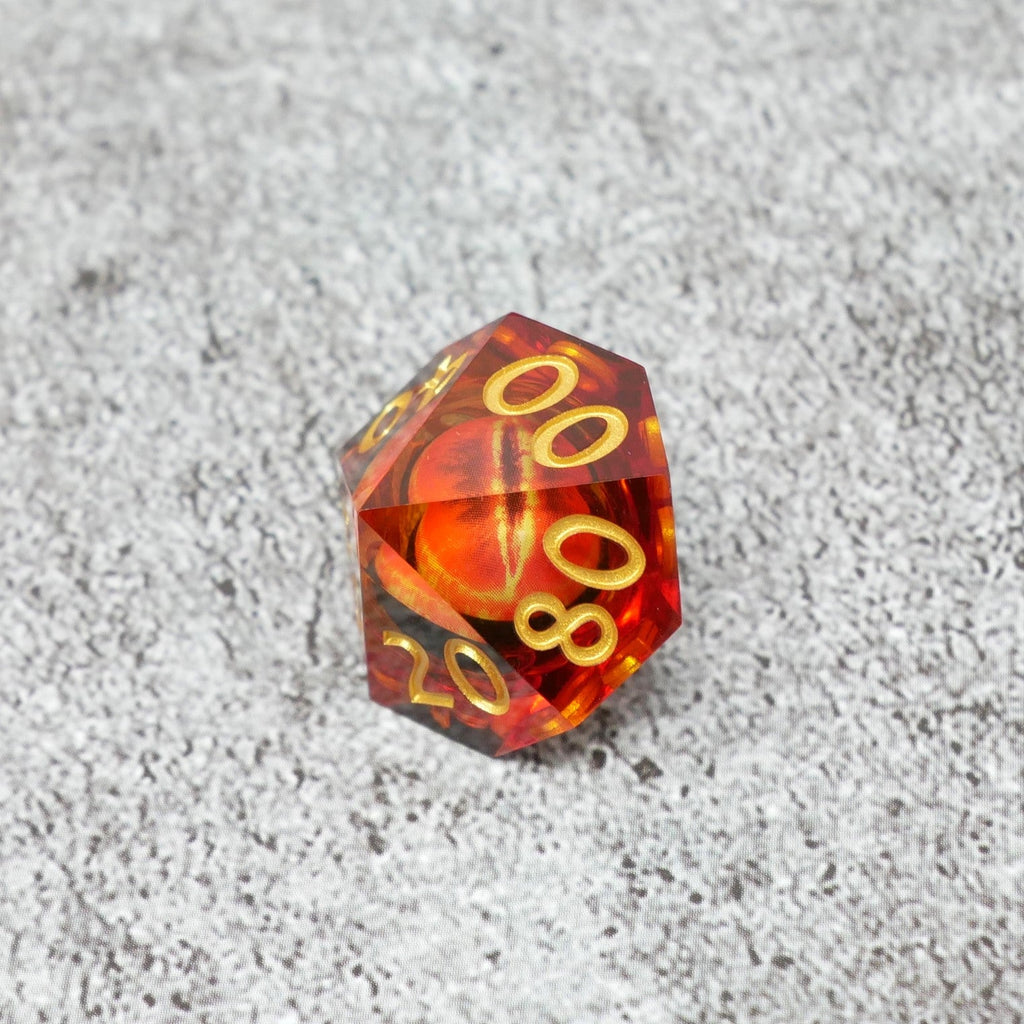 Sauron's Eye |  7 Piece Moving Eye DnD Dice Set | Acrylic RPG Gaming Dice