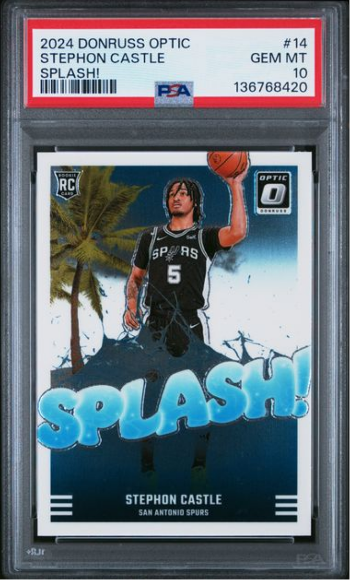 Graded 2024 Panini Donruss Optic Stephon Castle #14 Splash! Rookie RC Basketball Card PSA 10 Gem Mint