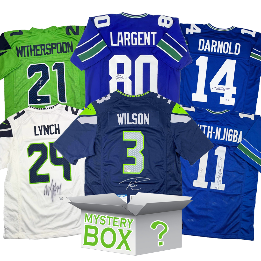 Autographed/Signed Seattle Football Jersey Mystery Box with PSA JSA or Beckett COA