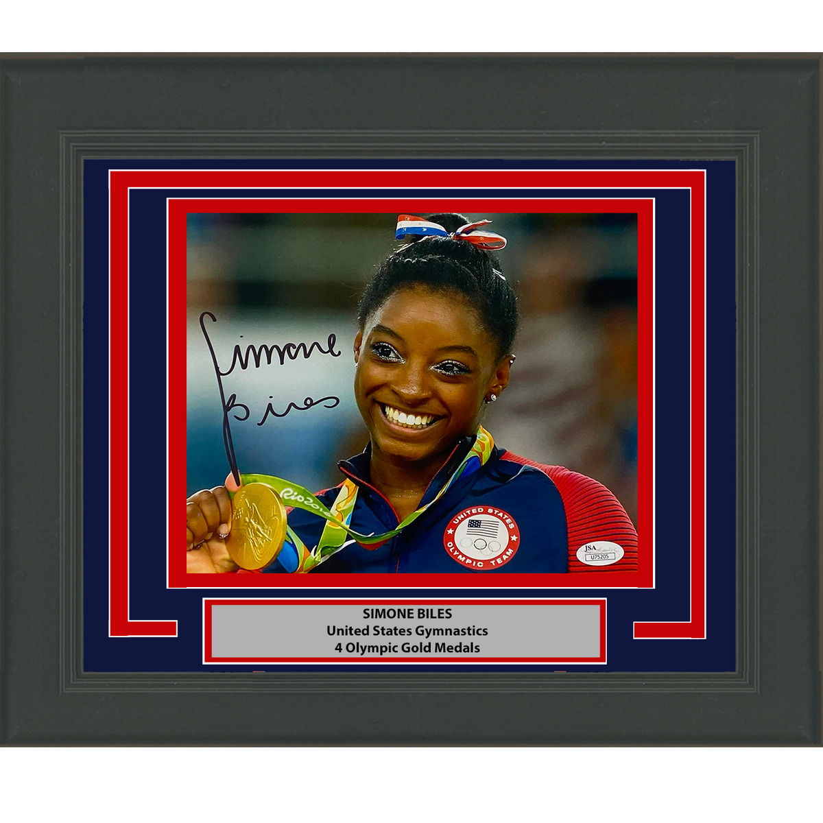 Framed Autographed/Signed Simone Biles Olympic Gymnast 8x10 Gymnastics Photo Beckett BAS COA #12