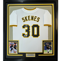 Framed Autographed/Signed Paul Skenes 35x39 Pittsburgh White Baseball Jersey JSA COA