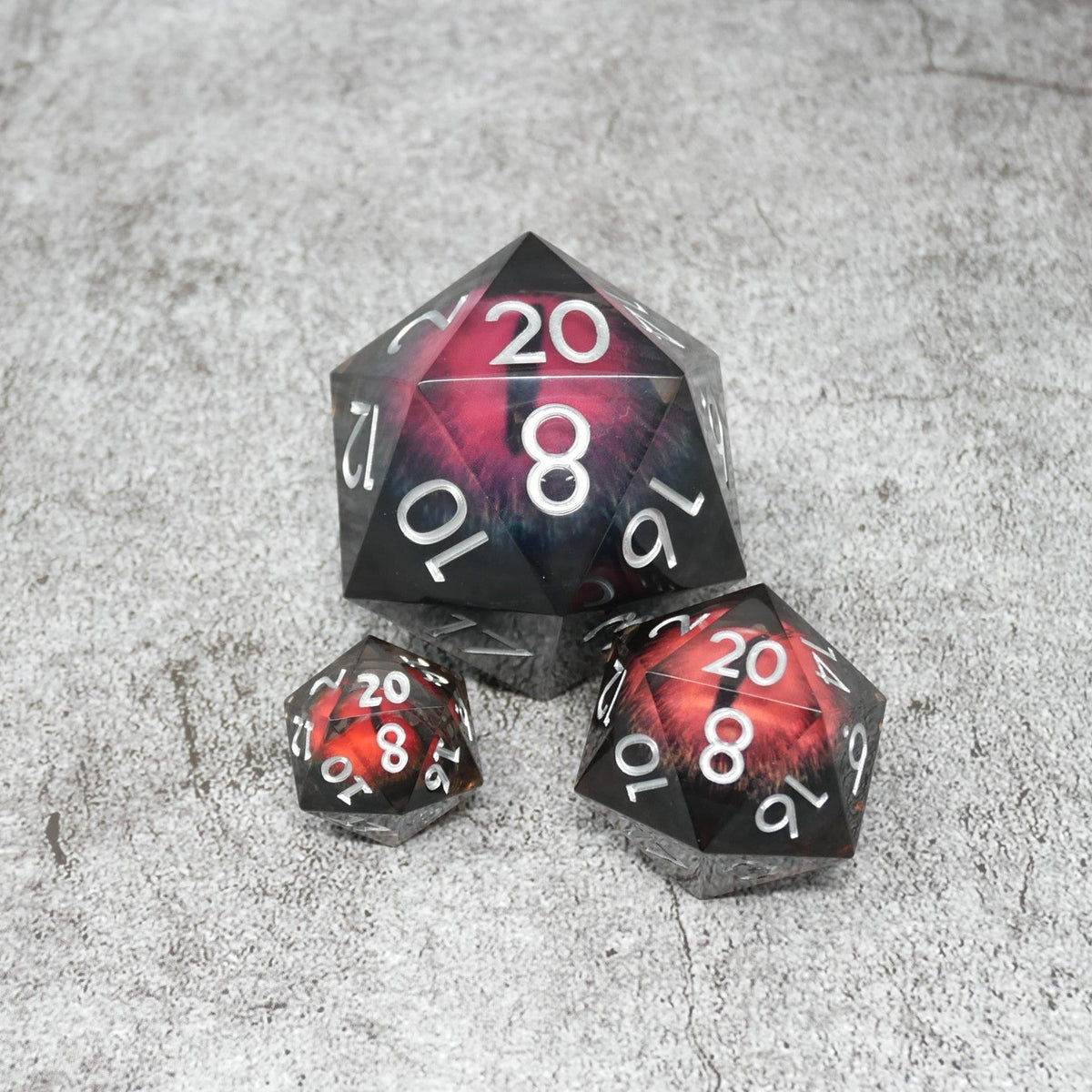 Smaug's Eye | Giant D20 Moving Eye DnD Dice | Acrylic RPG Gaming Dice