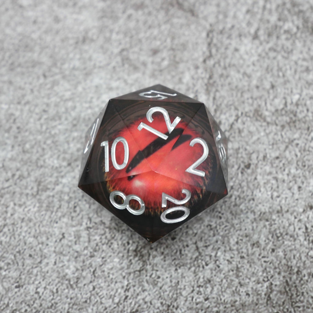 Smaug's Eye | Giant D20 Moving Eye DnD Dice | Acrylic RPG Gaming Dice