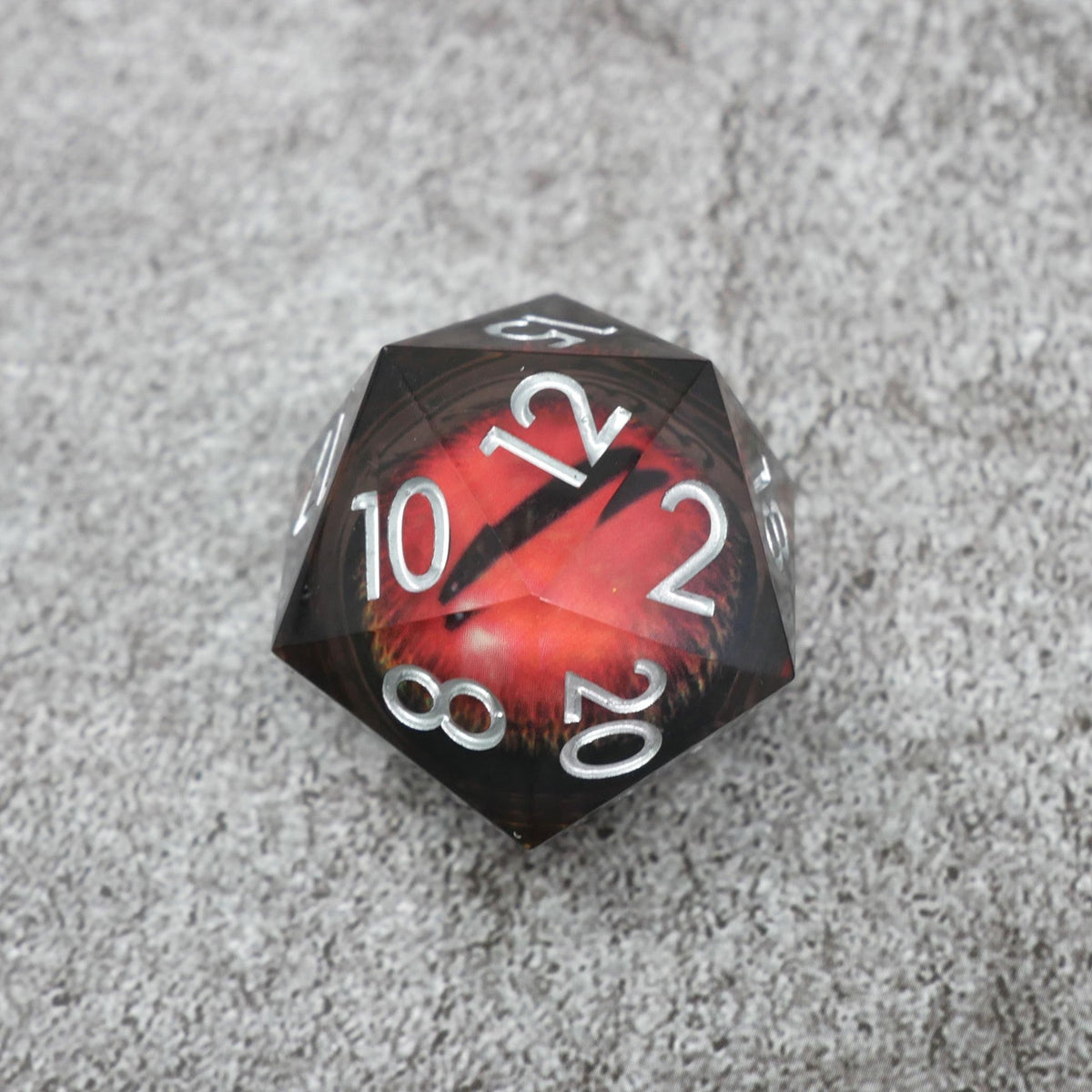 Smaug's Eye | Giant D20 Moving Eye DnD Dice | Acrylic RPG Gaming Dice