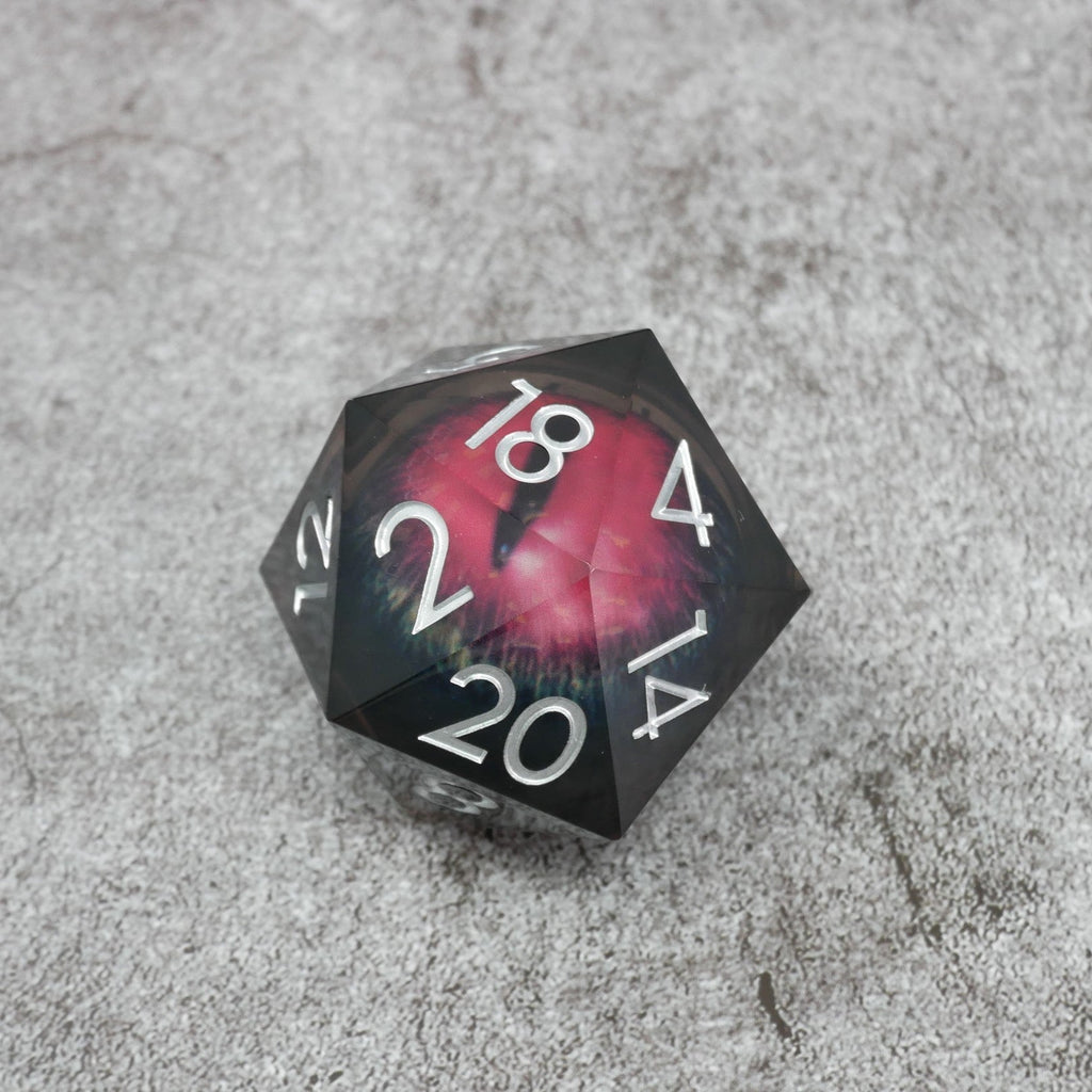 Smaug's Eye | Giant D20 Moving Eye DnD Dice | Acrylic RPG Gaming Dice