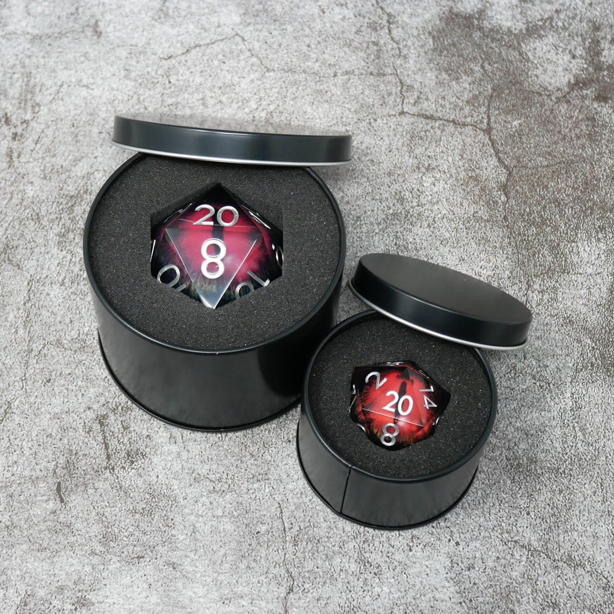 Smaug's Eye | Giant D20 Moving Eye DnD Dice | Acrylic RPG Gaming Dice